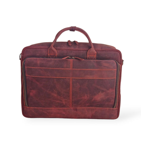 Reddish Brown Leather Business Laptop Bag Premium Cow Leather