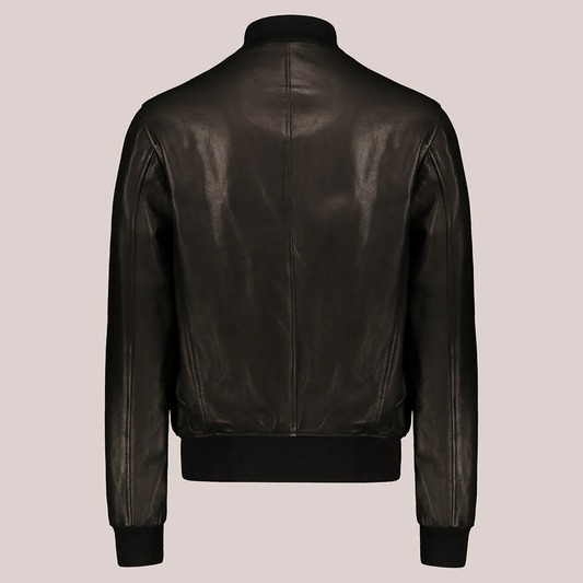 Black Vintage Aviation Bomber Leather Jacket