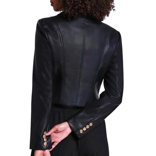 Chloe Black Leather Military Style Jacket