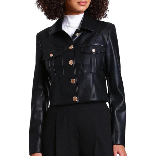 Chloe Black Leather Military Style Jacket