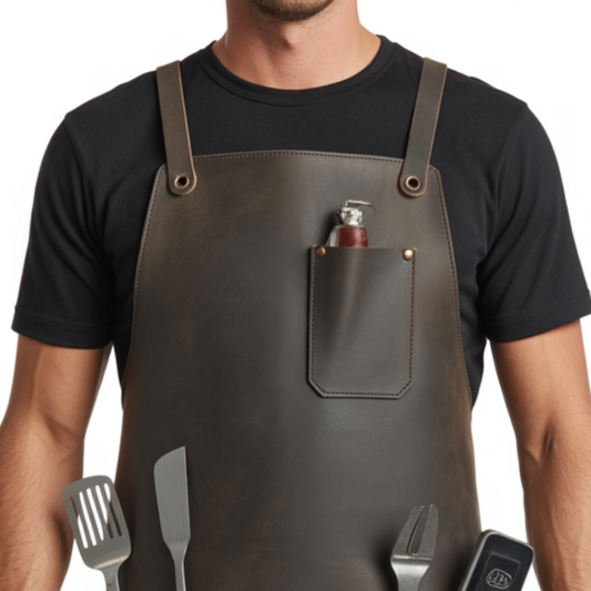 Clay Flame Charcoal Leather Apron