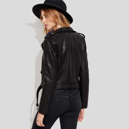 Cora Admiring Black Leather Jacket
