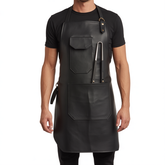 Gray Steel Heat Leather Apron