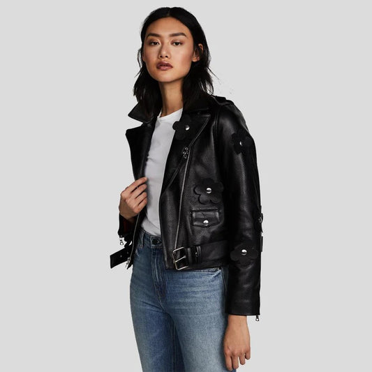 Iris Black Biker Leather Jacket