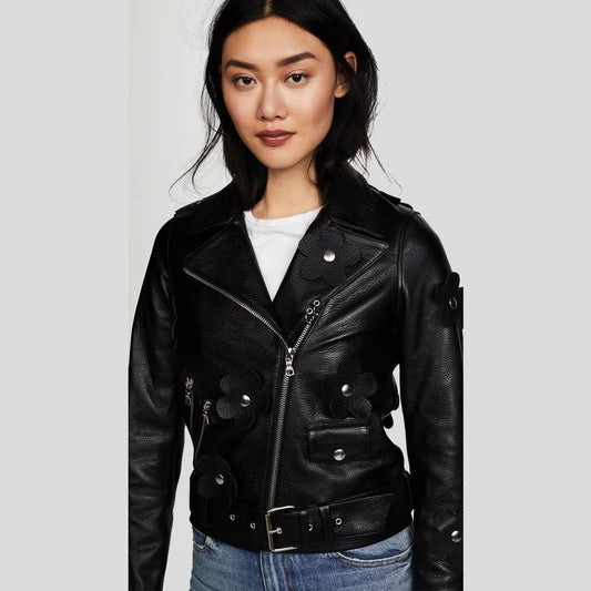 Iris Black Biker Leather Jacket