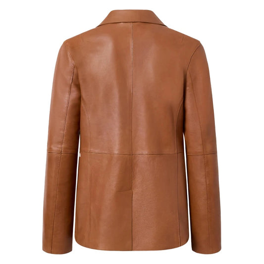 Iris Natural Brown Women Leather Blazer