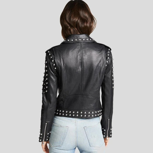 Luna Black Studded Leather Jacket