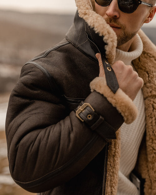 Men B3 Aviation Brown Long Leather Coat