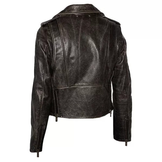 Mila Brown Moto Leather Jacket