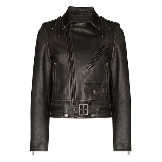 Mila Brown Moto Leather Jacket