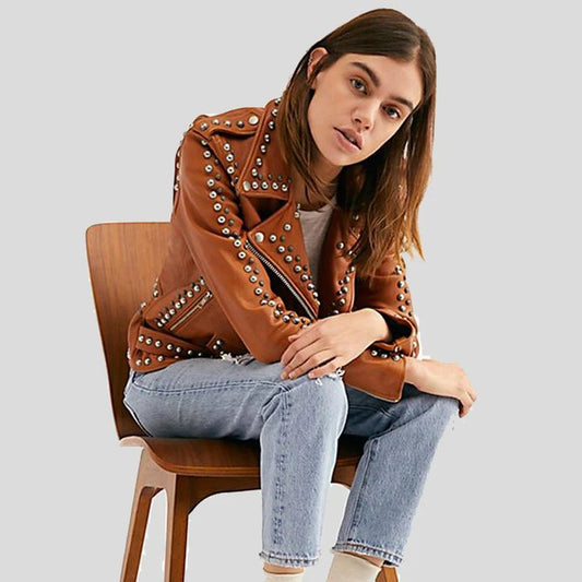 Nadia Tan Studded Leather Jacket