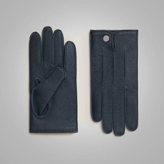 New Men Black Perfect Stretch Leather Gloves