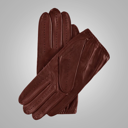 New Men Brown Driving Leather Gloves