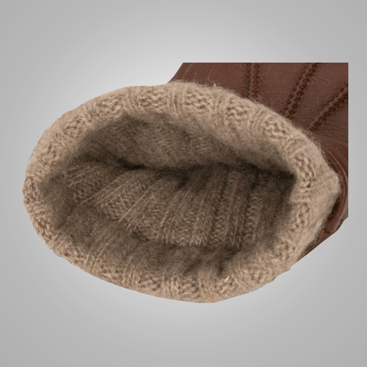 New Men Brown Lining Leather Gloves