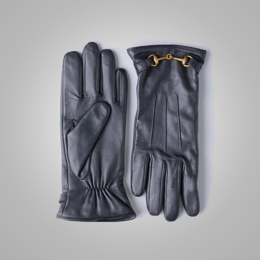 New Women American Black leather Gloves