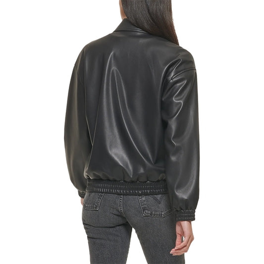 pene Black Bomber Leather Jacket