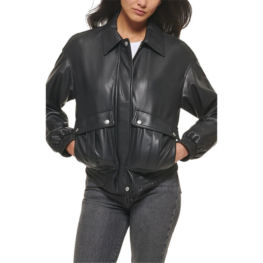 pene Black Bomber Leather Jacket