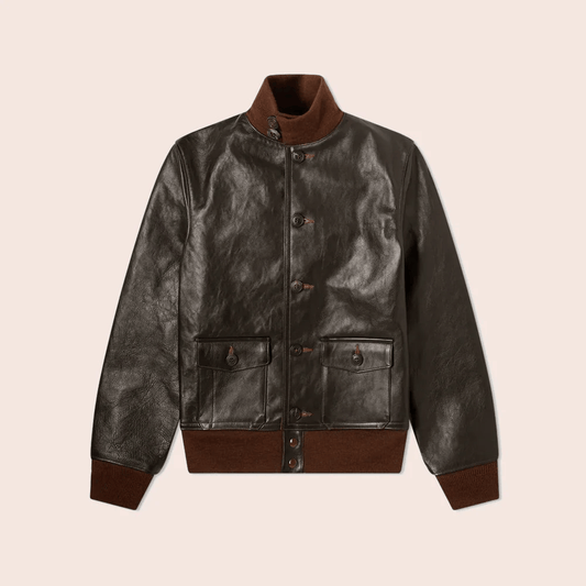 Retro Men’s Brown Leather Aviation Jacket