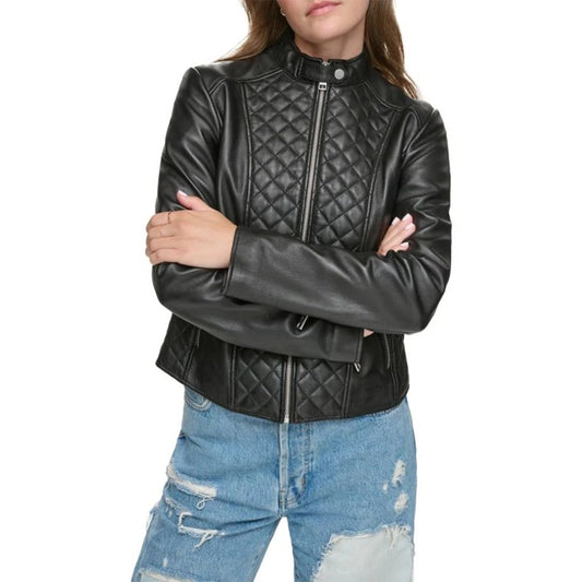 Stella Black Diamond Quilted Leather Jacket