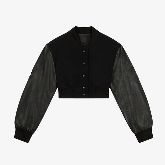 Women's Deep Black Aviator Leather Bomber Jacket