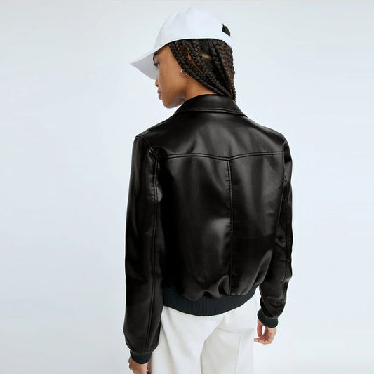 Women's Black RAF Motorbike Leather Bomber Jacket