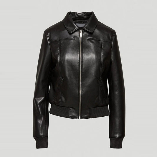 Women's Black RAF Motorbike Leather Bomber Jacket