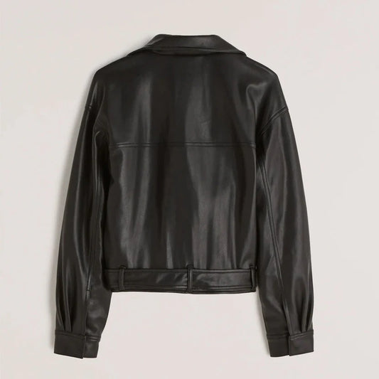 Women's Black RAF Aviator Motorbike Leather Bomber Jacket