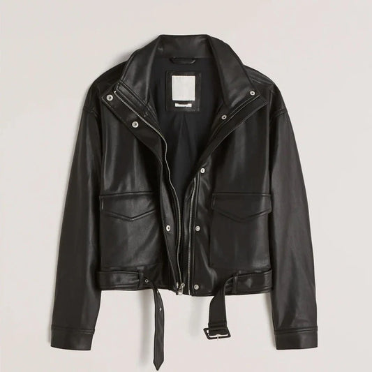 Women's Black RAF Aviator Motorbike Leather Bomber Jacket