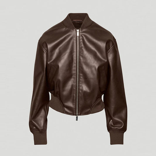 Women's B3 Brown RAF Aviator Leather Bomber Jacket