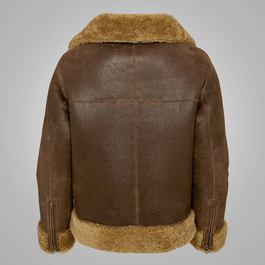 Women's Brown B3 Flight Leather Bomber Aviator Jacket