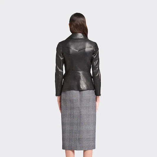 Women's Rush Black Cowhide Leather Biker Jacket