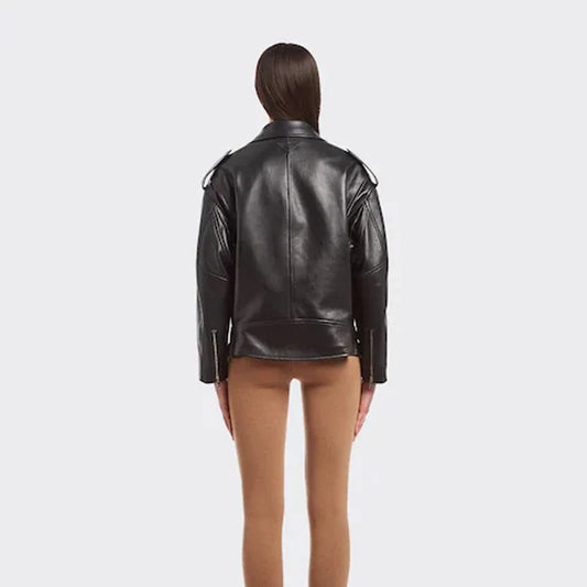 Women's Rustin Black Lambskin Leather Biker Jacket