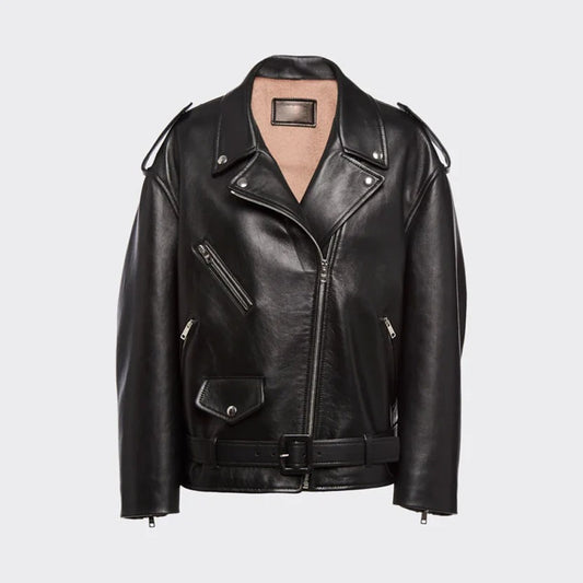 Women's Rustin Black Lambskin Leather Biker Jacket