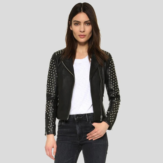 Zara Black Studded Leather Jacket